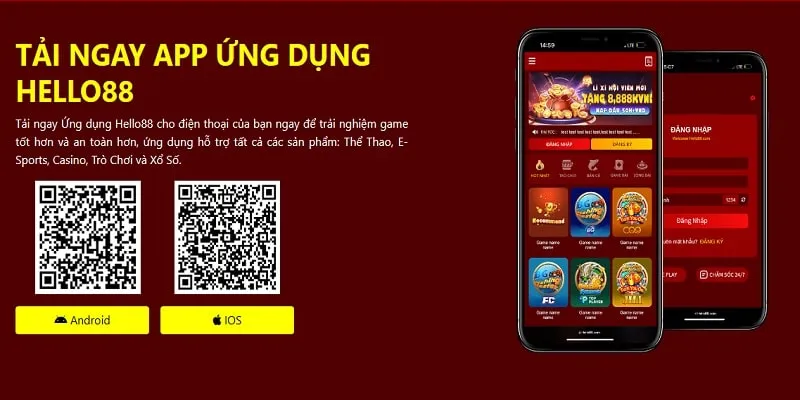 Chọn file hoặc quét mã QR để download ứng dụng Hello88